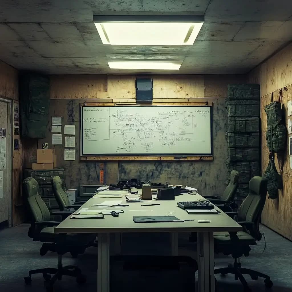 Sztab dowodzenia z białą tablicą