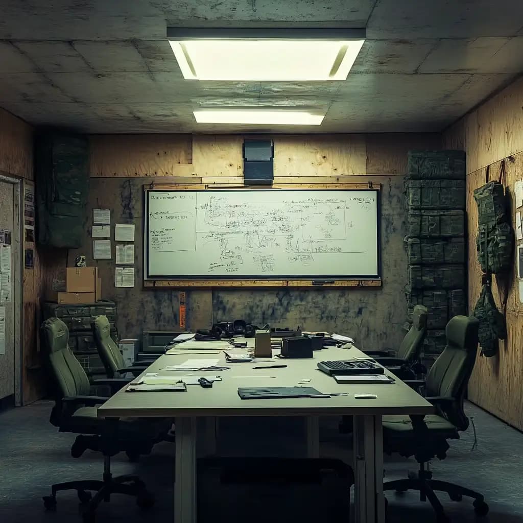 Sztab dowodzenia z białą tablicą